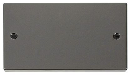 Black Nickel - Black Inserts Black Nickel 2 Gang Blank Plate