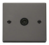 Black Nickel 1 Gang Single Coaxial TV Socket - Black Trim - SE Home