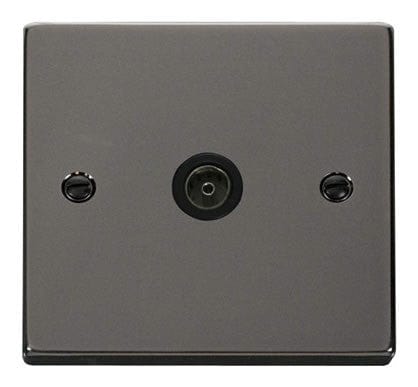 Black Nickel 1 Gang Single Coaxial TV Socket - Black Trim - SE Home