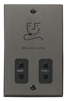 Black Nickel Shaver Socket 115v/230v - Black Trim - SE Home