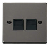 Black Nickel Secondary Telephone Twin Socket - Black Trim - SE Home