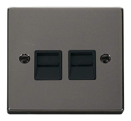 Black Nickel - Black Inserts Black Nickel Secondary Telephone Twin Socket - Black Trim