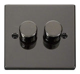 Black Nickel 2 Gang 2 Way LED 100W Trailing Edge Dimmer Light Switch - SE Home
