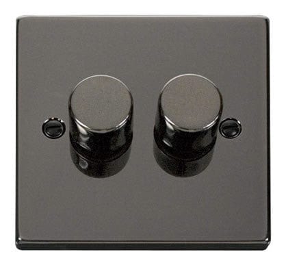 Black Nickel 2 Gang 2 Way LED 100W Trailing Edge Dimmer Light Switch - SE Home
