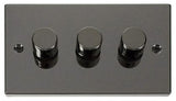 Black Nickel 3 Gang 2 Way LED 100W Trailing Edge Dimmer Light Switch - SE Home