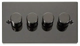 Black Nickel 4 Gang 2 Way LED 100W Trailing Edge Dimmer Light Switch - SE Home