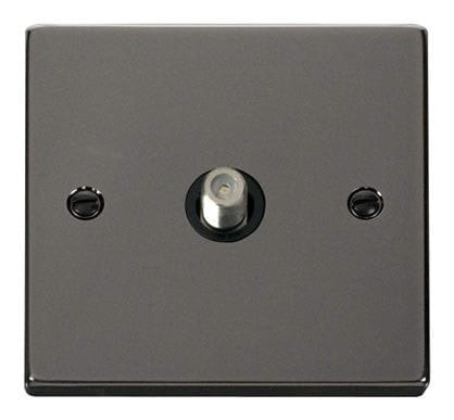 Black Nickel Satellite Socket 1 Gang - Black Trim - SE Home
