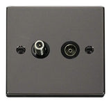 Black Nickel Satellite And Isolated Coaxial 1 Gang Socket - Black Trim - SE Home