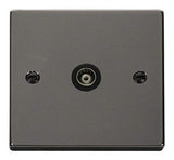 Black Nickel Single Isolated Coaxial Socket - Black Trim - SE Home