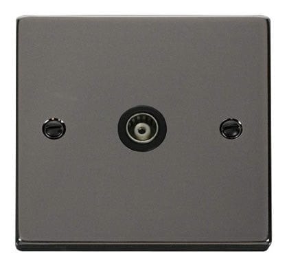 Black Nickel Single Isolated Coaxial Socket - Black Trim - SE Home
