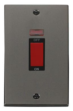 Black Nickel 2 Gang Size 45A Switch With Neon - Black Trim - SE Home
