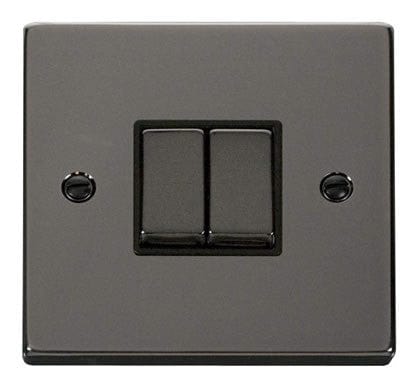 Black Nickel 10A 2 Gang 2 Way Ingot Light Switch - Black Trim - SE Home