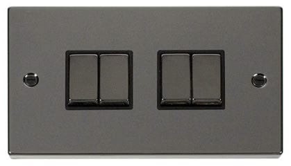 Black Nickel 10A 4 Gang 2 Way Ingot Light Switch - Black Trim - SE Home