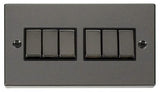 Black Nickel 10A 6 Gang 2 Way Ingot Light Switch - Black Trim - SE Home
