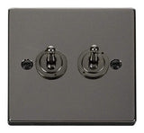 Black Nickel 2 Gang 2 Way 10AX Toggle Light Switch - Black Trim - SE Home