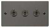 Black Nickel - Black Inserts Black Nickel 3 Gang 2 Way 10AX Toggle Light Switch