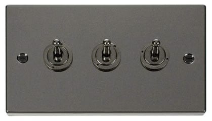 Black Nickel 3 Gang 2 Way 10AX Toggle Light Switch - SE Home