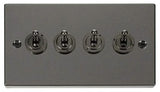 Black Nickel 4 Gang 2 Way 10AX Toggle Light Switch - SE Home