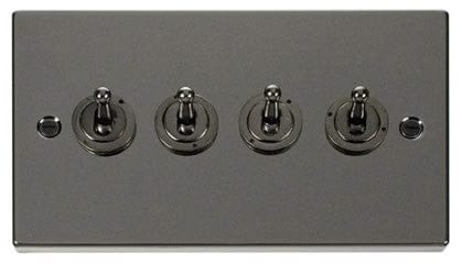 Black Nickel 4 Gang 2 Way 10AX Toggle Light Switch - SE Home