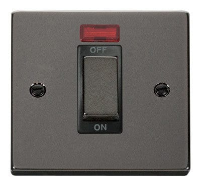 Black Nickel 1 Gang Ingot Size 45A Switch With Neon - Black Trim - SE Home