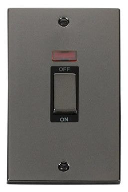 Black Nickel 2 Gang Ingot Size 45A Switch With Neon - Black Trim - SE Home