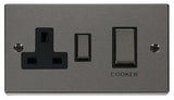Black Nickel Cooker Control Ingot 45A With 13A Switched Plug Socket - Black Trim - SE Home