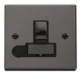 Black Nickel 13A Fused Ingot Connection Unit Switched With Flex - Black Trim - SE Home