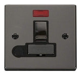 Black Nickel 13A Fused Ingot Connection Unit Switched With Neon With Flex - Black Trim - SE Home