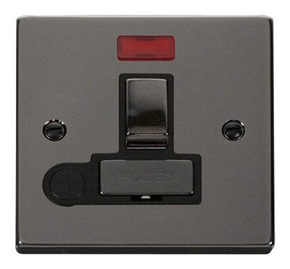 Black Nickel 13A Fused Ingot Connection Unit Switched With Neon With Flex - Black Trim - SE Home