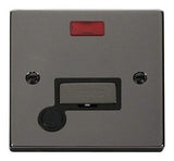 Black Nickel 13A Fused Ingot Connection Unit With Neon With Flex - Black Trim - SE Home