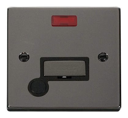 Black Nickel 13A Fused Ingot Connection Unit With Neon With Flex - Black Trim - SE Home