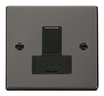 Black Nickel - Black Inserts Black Nickel 13A Fused Connection Unit Switched - Black Trim