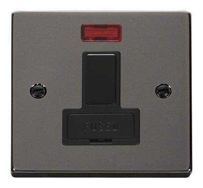 Black Nickel 13A Fused Connection Unit Switched With Neon - Black Trim - SE Home