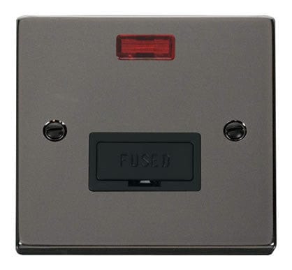 Black Nickel 13A Fused Connection Unit With Neon - Black Trim - SE Home