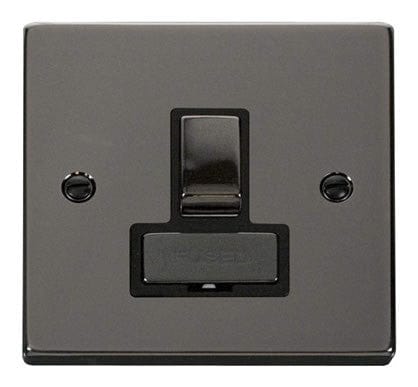 Black Nickel 13A Fused Ingot Connection Unit Switched - Black Trim - SE Home