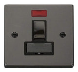 Black Nickel 13A Fused Ingot Connection Unit Switched With Neon - Black Trim - SE Home