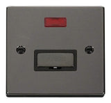 Black Nickel 13A Fused Ingot Connection Unit With Neon - Black Trim - SE Home