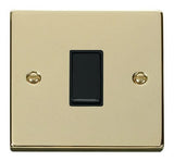 Polished Brass - Black Inserts Polished Brass 10A 1 Gang 2 Way Light Switch - Black Trim