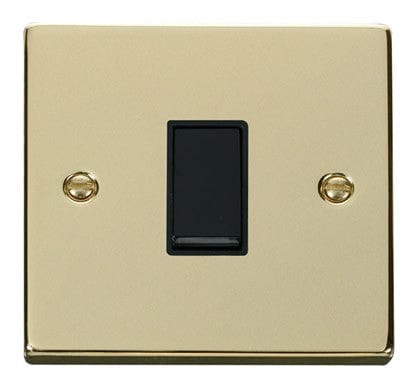 Polished Brass 10A 1 Gang 2 Way Light Switch - Black Trim - SE Home