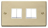 Polished Brass 10A 4 Gang 2 Way Light Switch - White Trim - SE Home