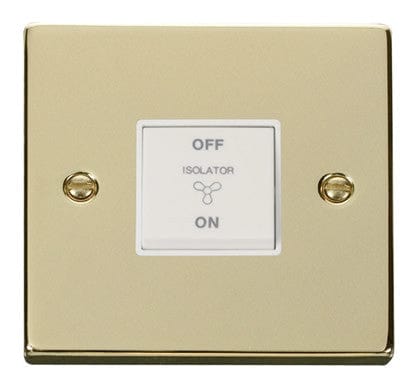 Polished Brass 10A 3 Pole Fan Isolation Switch - White Trim - SE Home