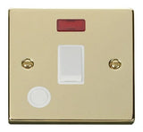 Polished Brass - White Inserts Polished Brass 1 Gang 20A DP Switch With Flex With Neon - White Trim