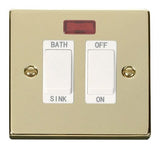 Polished Brass - White Inserts Polished Brass 20A DP Sink/bath Switch - White Trim