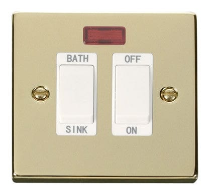 Polished Brass 20A DP Sink/bath Switch - White Trim - SE Home