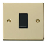Polished Brass - Black Inserts Polished Brass 10A 1 Gang Intermediate Light Switch - Black Trim