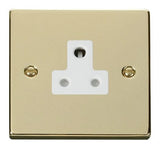 Polished Brass 1 Gang 5A Round Pin Socket - White Trim - SE Home