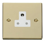 Polished Brass - White Inserts Polished Brass 1 Gang 5A Round Pin Socket - White Trim