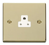 Polished Brass - White Inserts Polished Brass 1 Gang 2A Round Pin Socket - White Trim