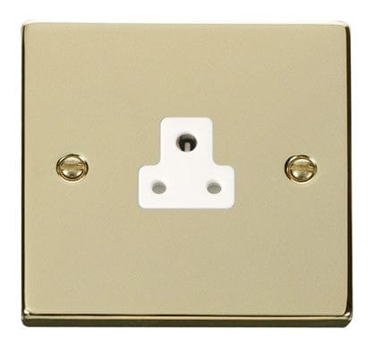 Polished Brass 1 Gang 2A Round Pin Socket - White Trim - SE Home