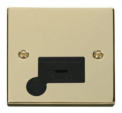 Polished Brass 13A Fused Connection Unit With Flex - Black Trim - SE Home